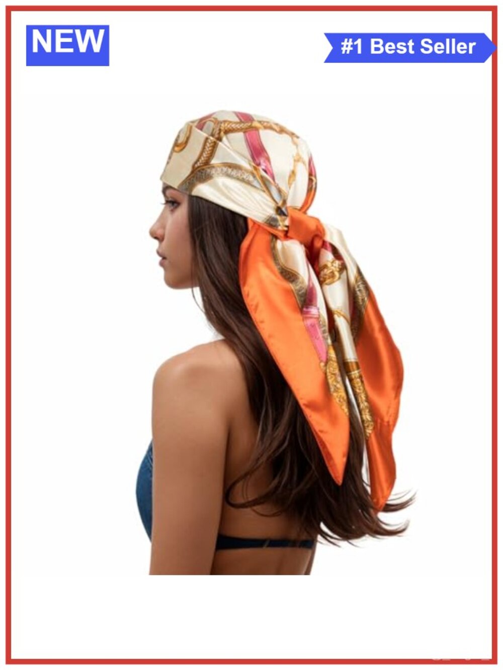 35in Large Square Silky Feel Polyester Head Scarf Wrap for Women